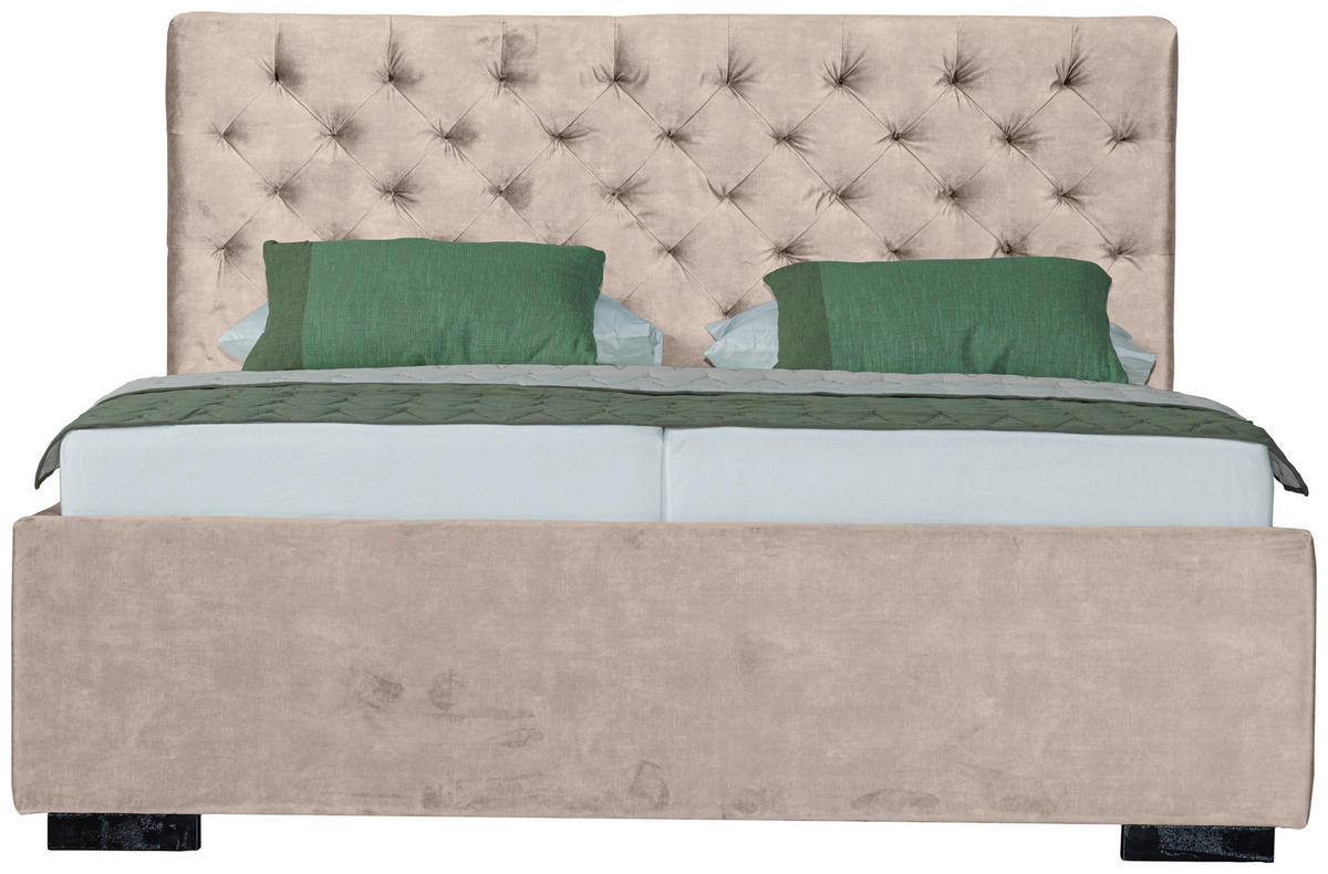 POLSTERBETT 180/200 cm  in Creme  - Creme/Schwarz, Design, Holz/Textil (180/200cm) - Boxxx
