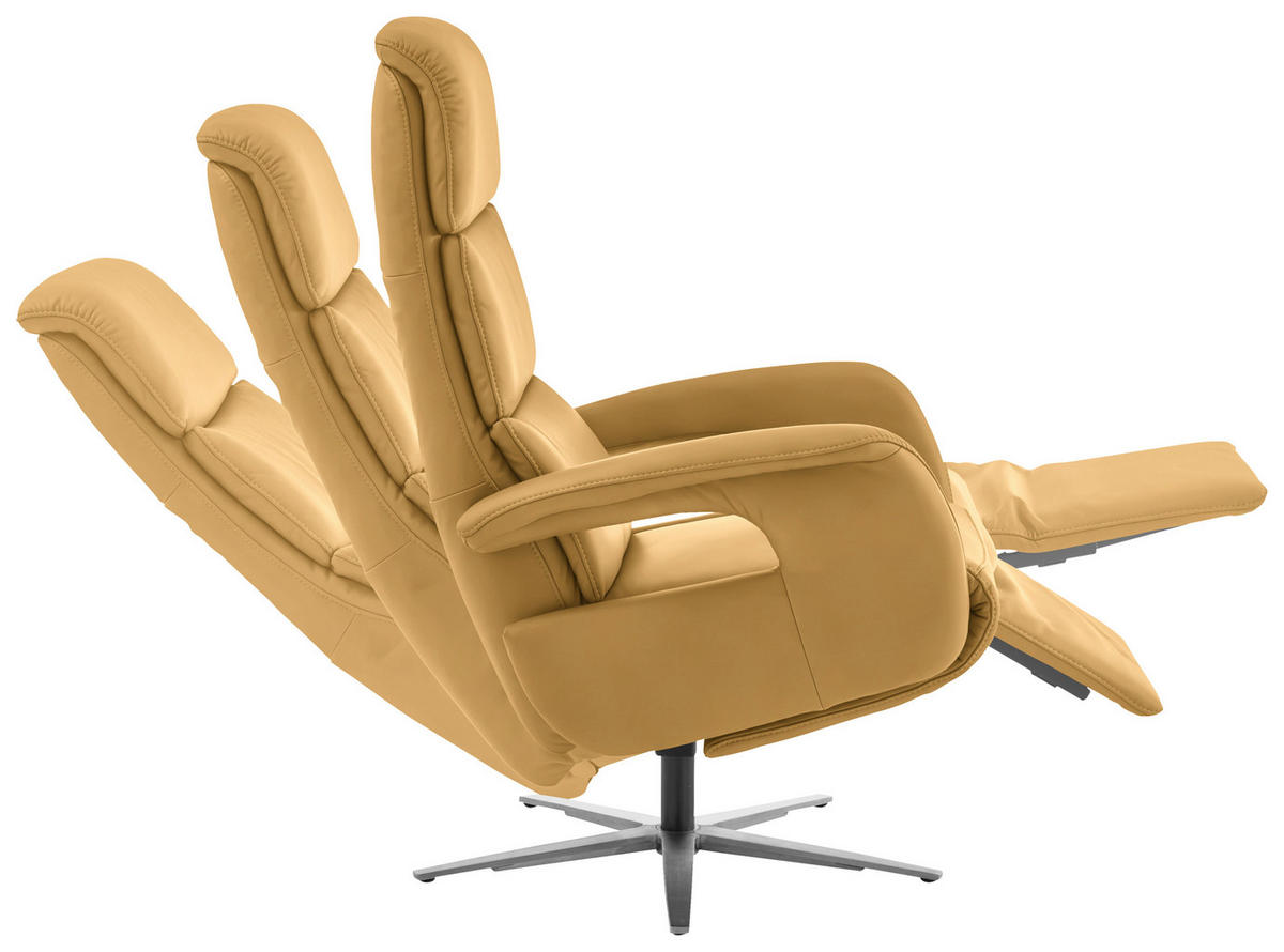 RELAXSESSEL in Leder Gelb  - Edelstahlfarben/Gelb, Design, Leder/Metall (76/119/86cm) - Dieter Knoll