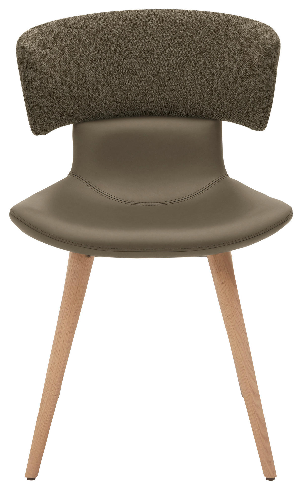 STUHL in Holz, Textil, Leder Eichefarben, Graubraun  - Eichefarben/Graubraun, Natur, Leder/Holz (54/82,5/58cm) - Voglauer