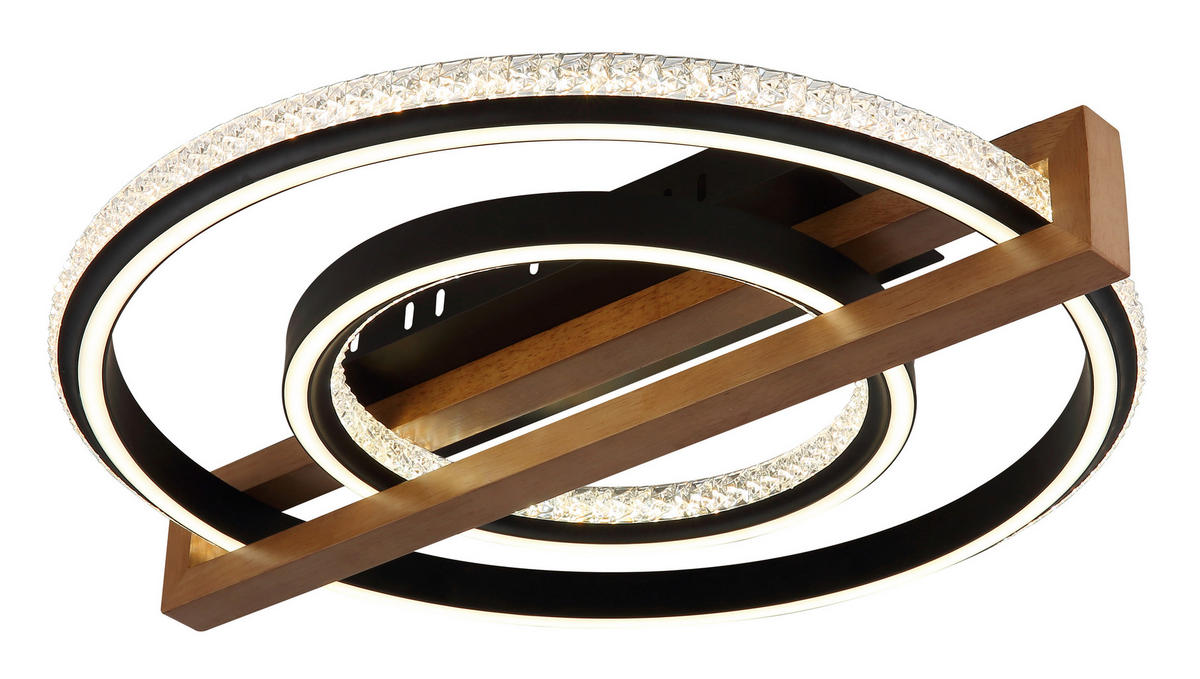 STROPNÍ LED SVÍTIDLO, 50/55/11,5 cm - tmavě hnědá/černá, Basics, kov/dřevo (50/55/11,5cm) - Globo