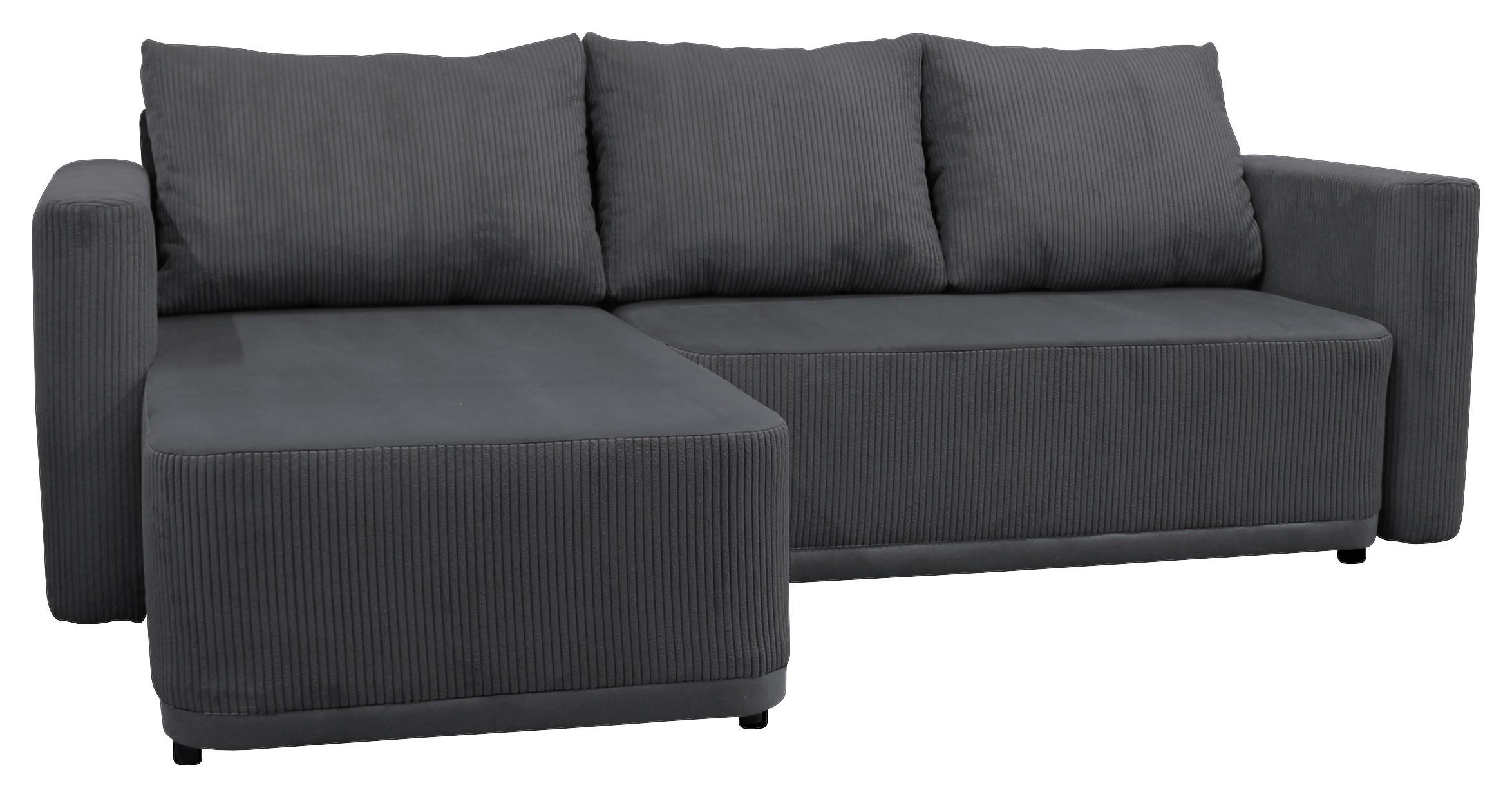 Thumbnail - Mid.you Ecksofa Stella, Dunkelgrau, Textil, 3-Sitzer, Füllung: Schaumstoff, Ottomane links, L-Form, 234x166 cm, Liegefun...