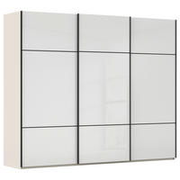 SCHWEBETÜRENSCHRANK 242/223/68 cm 3-türig Weiß, Champagner  - Champagner/Schwarz, KONVENTIONELL, Glas/Holzwerkstoff (242/223/68cm) - Novel