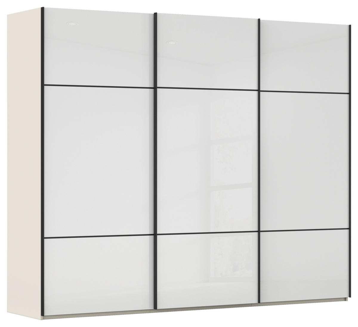 SCHWEBETÜRENSCHRANK 242/223/68 cm 3-türig Weiß, Champagner  - Champagner/Schwarz, KONVENTIONELL, Glas/Holzwerkstoff (242/223/68cm) - Novel