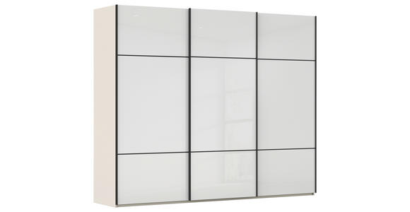 SCHWEBETÜRENSCHRANK in Weiß, Champagner - Champagner/Schwarz, KONVENTIONELL, Glas/Holzwerkstoff (242/223/68cm) - Novel