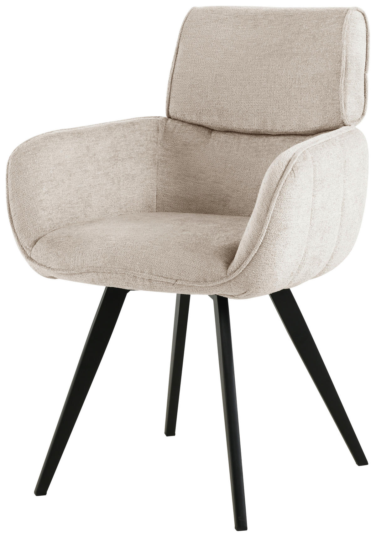 ARMLEHNSTUHL  in Eisen Chenille  - Hellgrau/Schwarz, Design, Textil/Metall (61/86/63cm) - home24