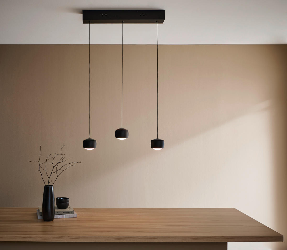 LED-Hängeleuchte Ballini 50/10/67-220 cm   - Schwarz, MODERN, Glas/Kunststoff (50/10/67-220cm)