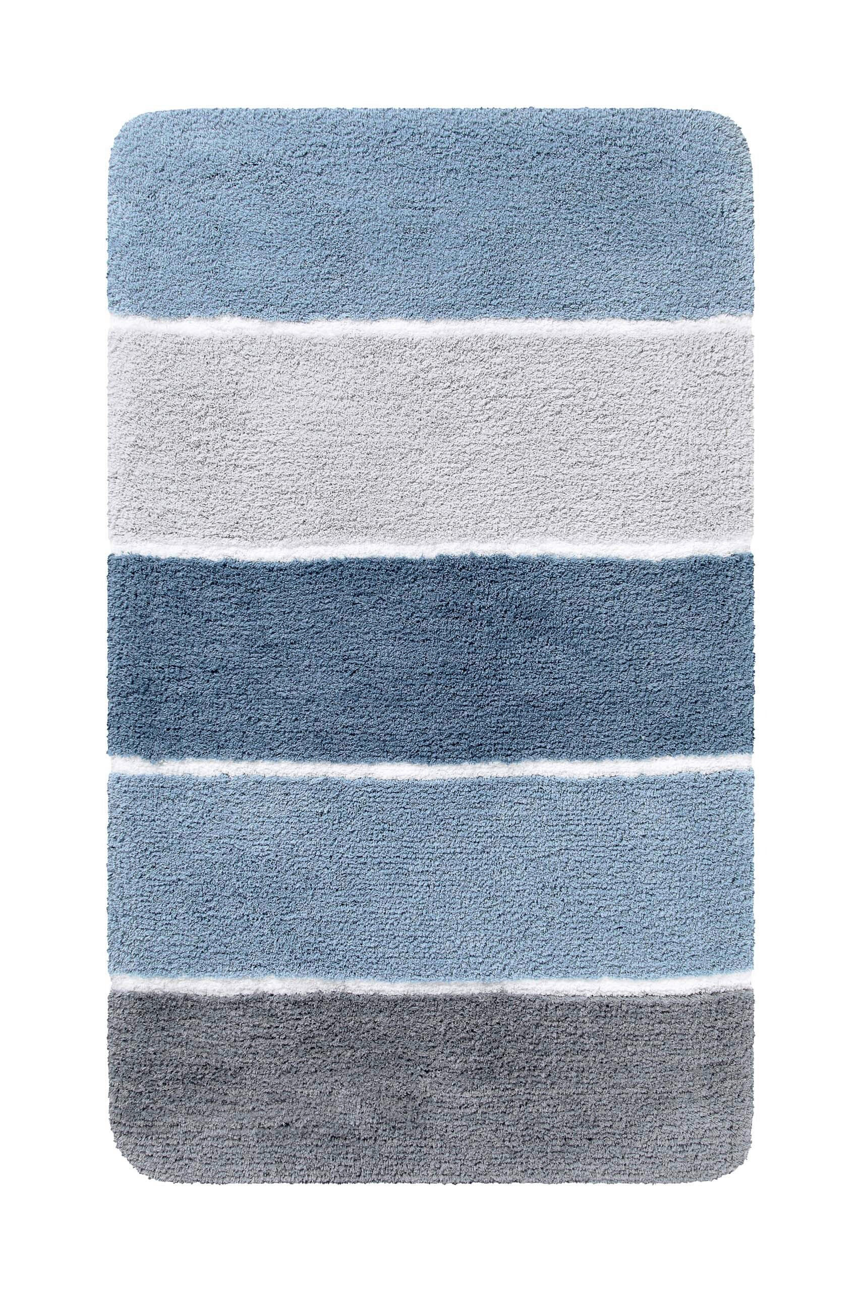 BADTEPPICH Blau, Grau 55/65 cm  - Blau/Grau, Basics, Kunststoff/Textil (55/65cm) - WECON HOME