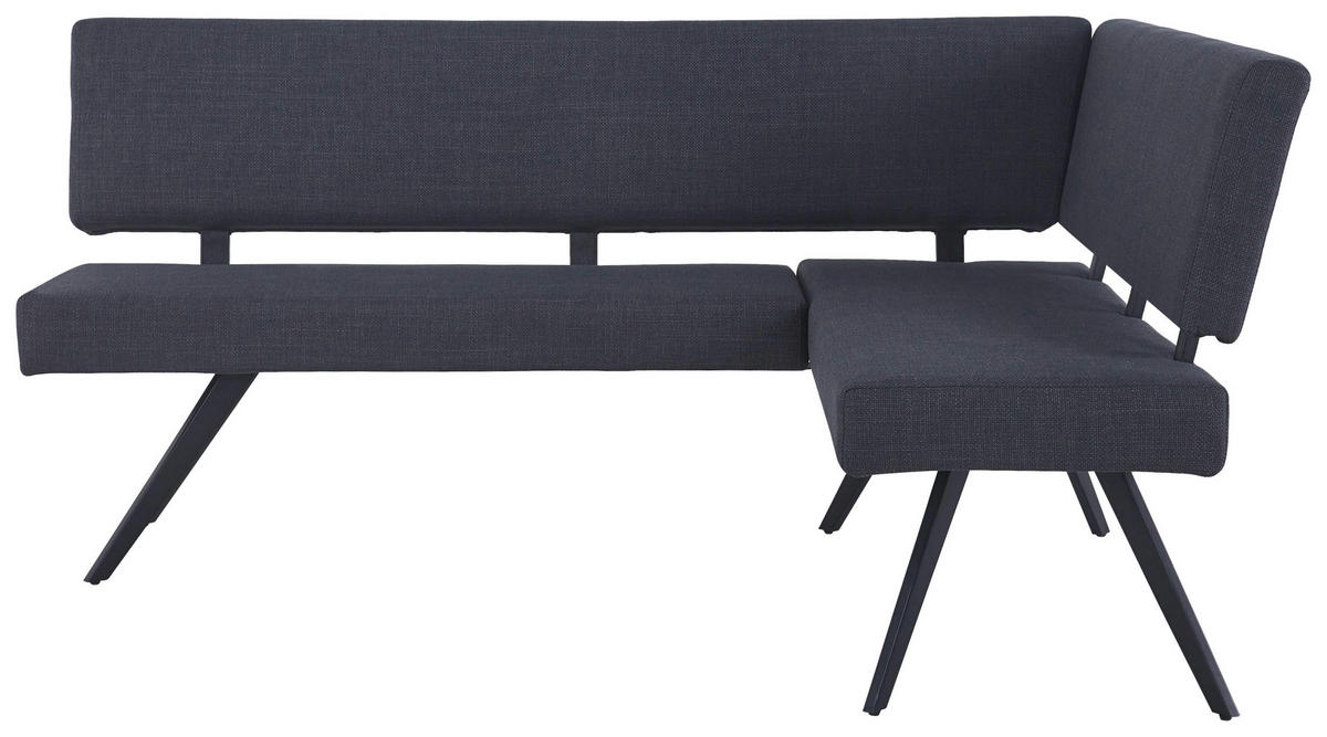 ECKBANK 190/150 cm Leinenoptik Dunkelgrau   - Dunkelgrau/Schwarz, KONVENTIONELL, Textil/Metall (190/150cm) - MID.YOU