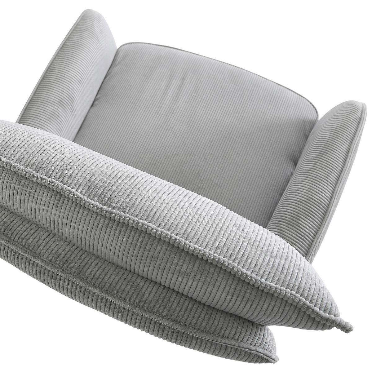 BARHOCKER Cord Hellgrau Stoffauswahl, Sitzfläche 360° drehbar  - Hellgrau/Schwarz, Design, Textil/Metall (54/98-120/58cm) - Novel