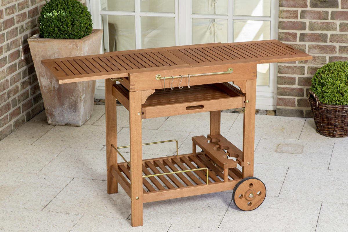 GARTEN-SERVIERWAGEN Holz  - Naturfarben, KONVENTIONELL, Holz/Metall (75/75/84cm) - Gardenson