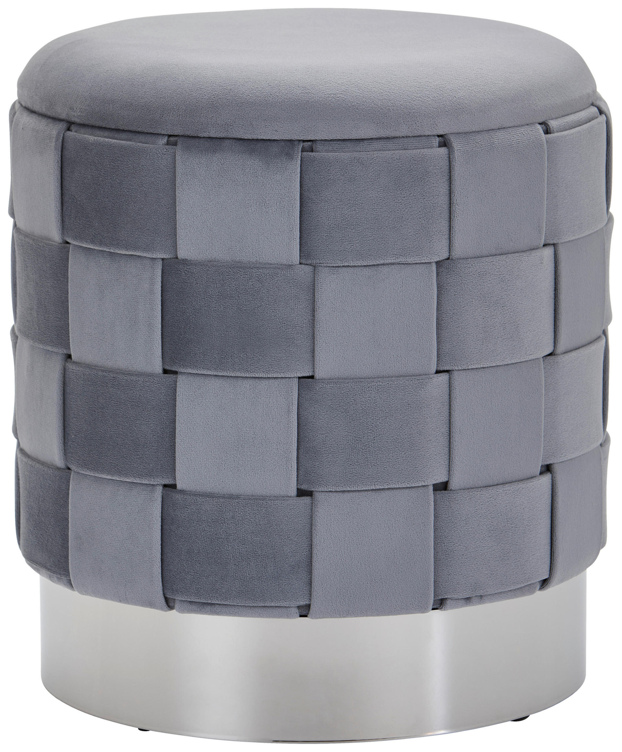 HOCKER in Metall, Textil Grau  - Grau Hochglanz/Grau, LIFESTYLE, Textil/Metall (38/42/38cm) - Xora