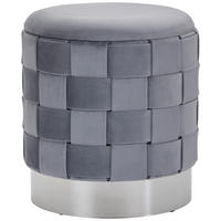 HOCKER Samt Grau  - Grau Hochglanz/Grau, LIFESTYLE, Textil/Metall (38/42/38cm) - Xora
