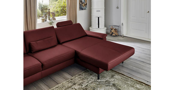 ECKSOFA in Echtleder Brombeere 334/176 cm - Brombeere/Schwarz, Design, Leder/Metall (334/176cm) - Dieter Knoll