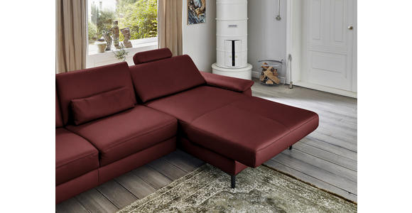 ECKSOFA in Echtleder Brombeere  - Brombeere/Schwarz, Design, Leder/Metall (334/176cm) - Dieter Knoll