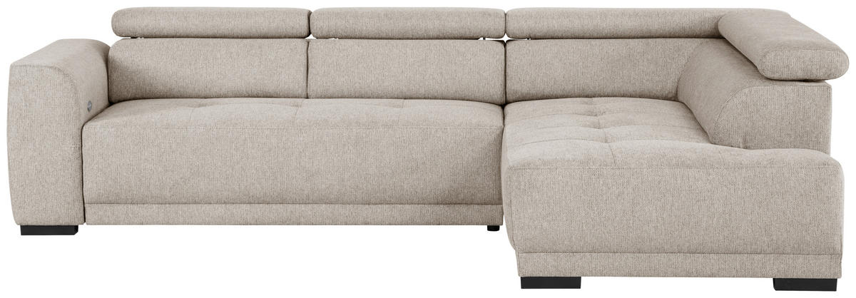 ECKSOFA Ottomane rechts, Eckteil  Greige Struktur  - Greige/Schwarz, Design, Kunststoff/Textil (284/205cm) - Xora