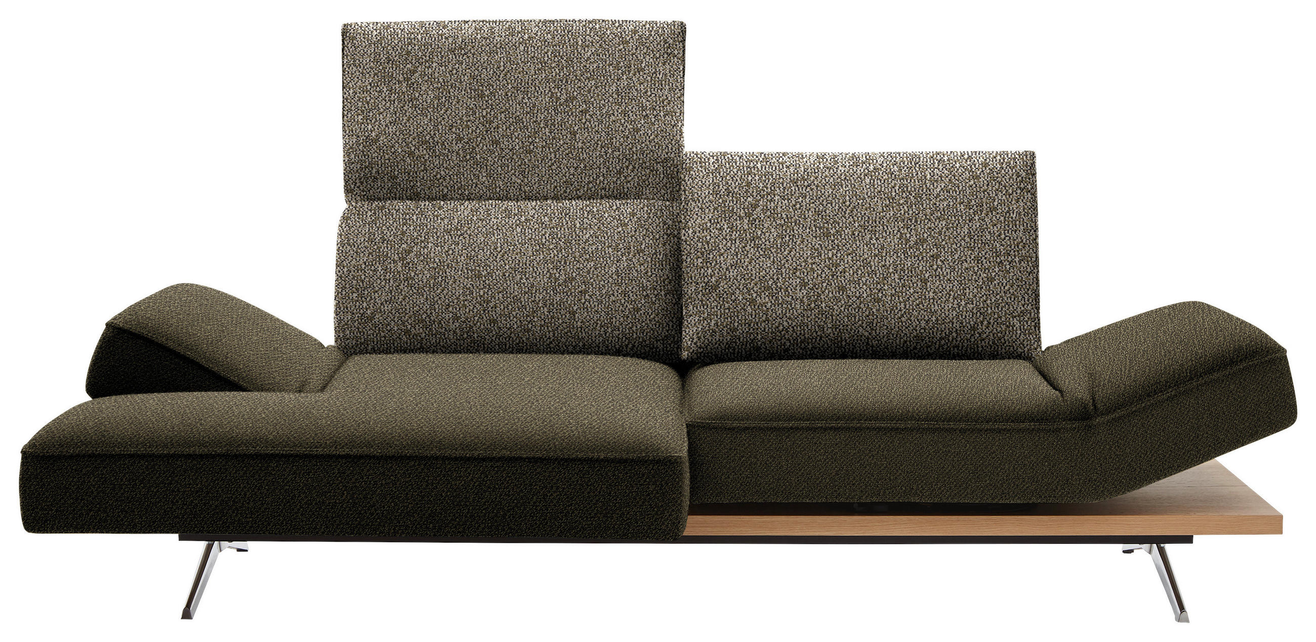 ECKSOFA  in Flachgewebe Grün, Olivgrün  132/240 cm  - Chromfarben/Olivgrün, Design, Holz/Textil (132/240cm) - Koinor
