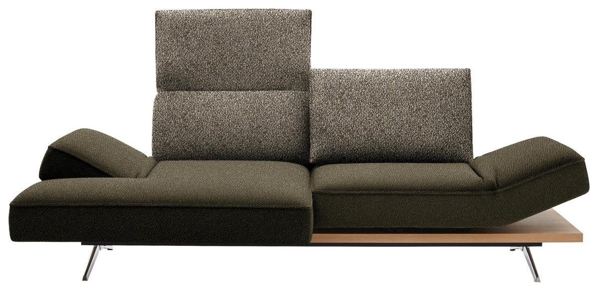 ECKSOFA in Flachgewebe Grün, Olivgrün  132/240 cm  - Chromfarben/Olivgrün, Design, Holz/Textil (132/240cm) - Koinor