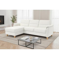 ROHOVÁ SEDAČKA, koža, biela - biela/farba duba, Basics, koža/drevo (163/244cm) - Sit & More