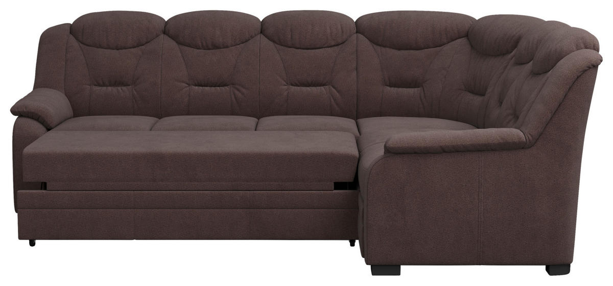 ECKSOFA in Chenille Braun  - Schwarz/Braun, Basics, Kunststoff/Textil (263/211cm) - MID.YOU