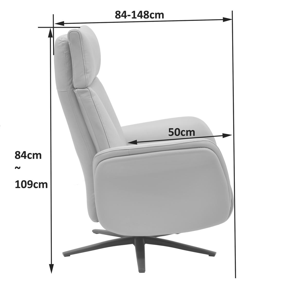 RELAXSESSEL Echtleder    - Schwarz/Grau, Design, Leder/Holz (75/109/84/148/84cm) - Livetastic