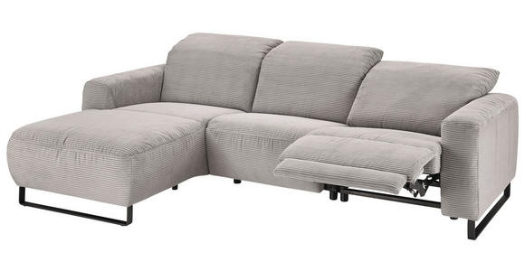 ECKSOFA in Cord Grau  - Schwarz/Grau, KONVENTIONELL, Textil/Metall (180/266cm) - Hom`in