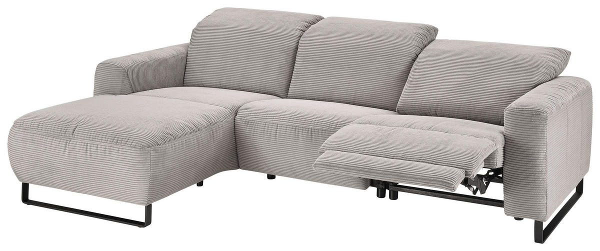ECKSOFA Grau Cord  - Schwarz/Grau, KONVENTIONELL, Textil/Metall (180/266cm) - Hom`in