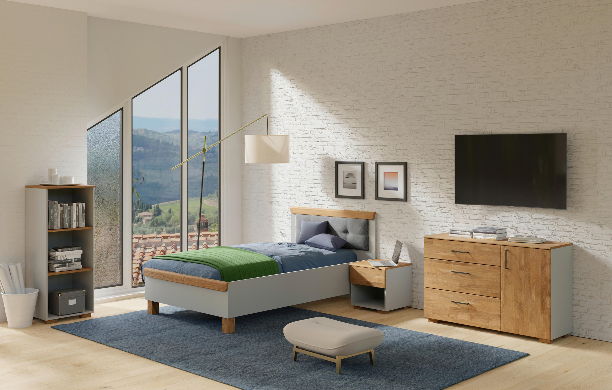 SIDEBOARD 125/80/42 cm  in Grau, Eichefarben  - Eichefarben/Silberfarben, KONVENTIONELL, Holz/Holzwerkstoff (125/80/42cm) - Cantus