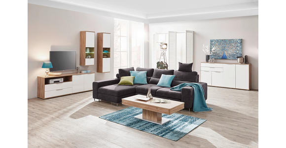 ECKSOFA in Flachgewebe Dunkelbraun  - Dunkelbraun, Design, Textil/Metall (188/260cm) - Hom`in