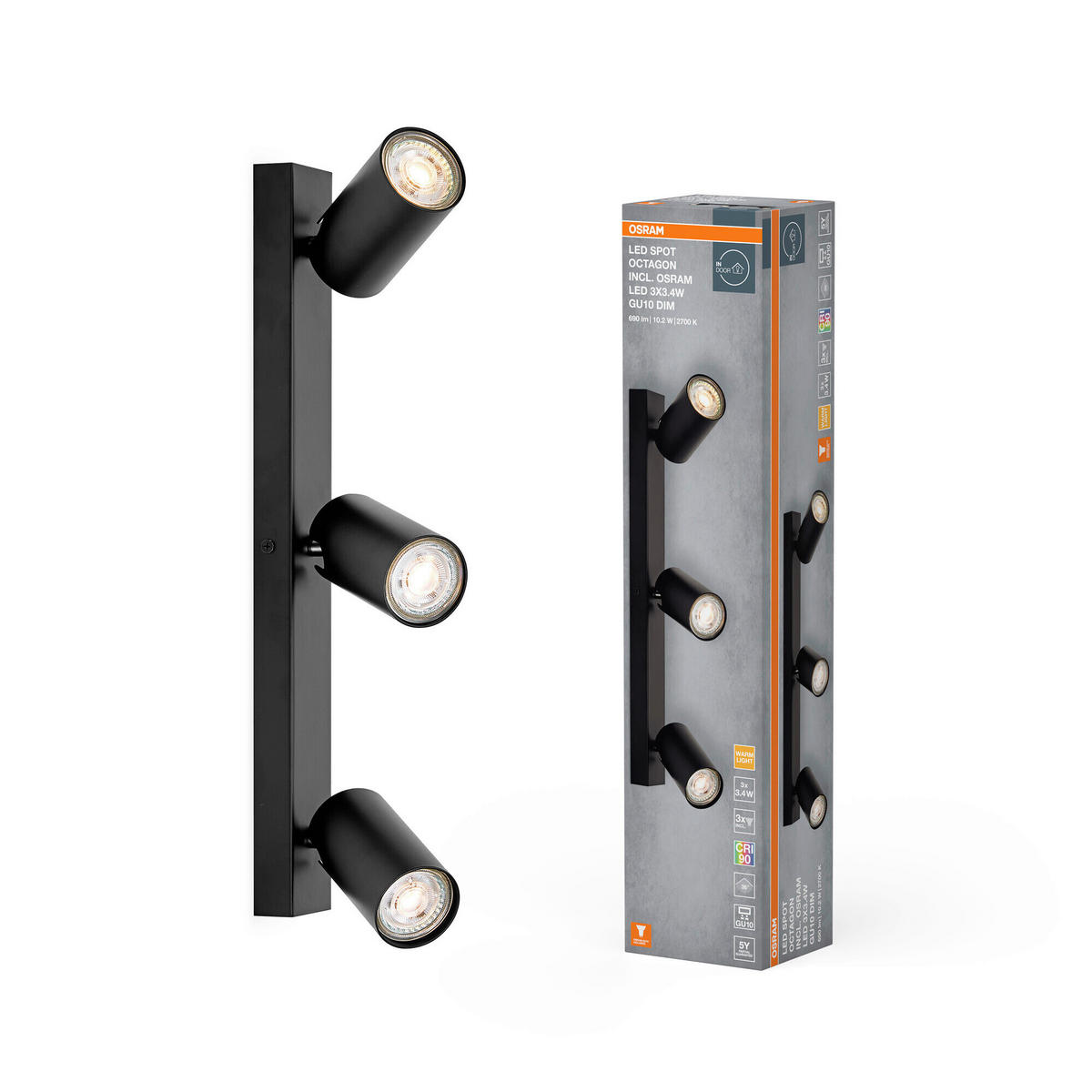 LED-DECKENLEUCHTE 43/6/14 cm   - Schwarz, Basics, Metall (43/6/14cm) - Osram