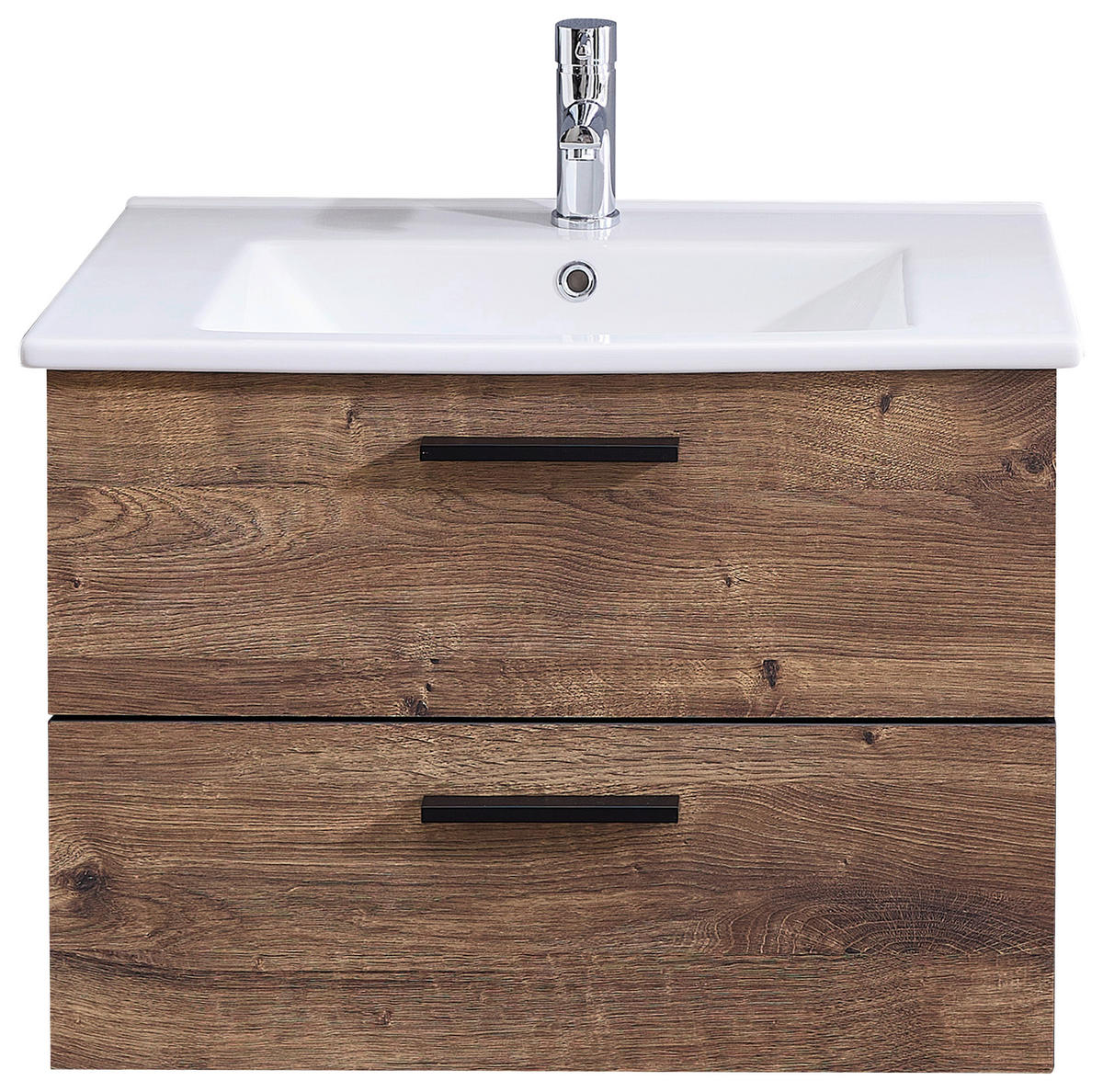 WASCHTISCHKOMBI 75 cm  - Eichefarben/Schwarz, Design, Keramik/Holzwerkstoff (75cm) - Xora