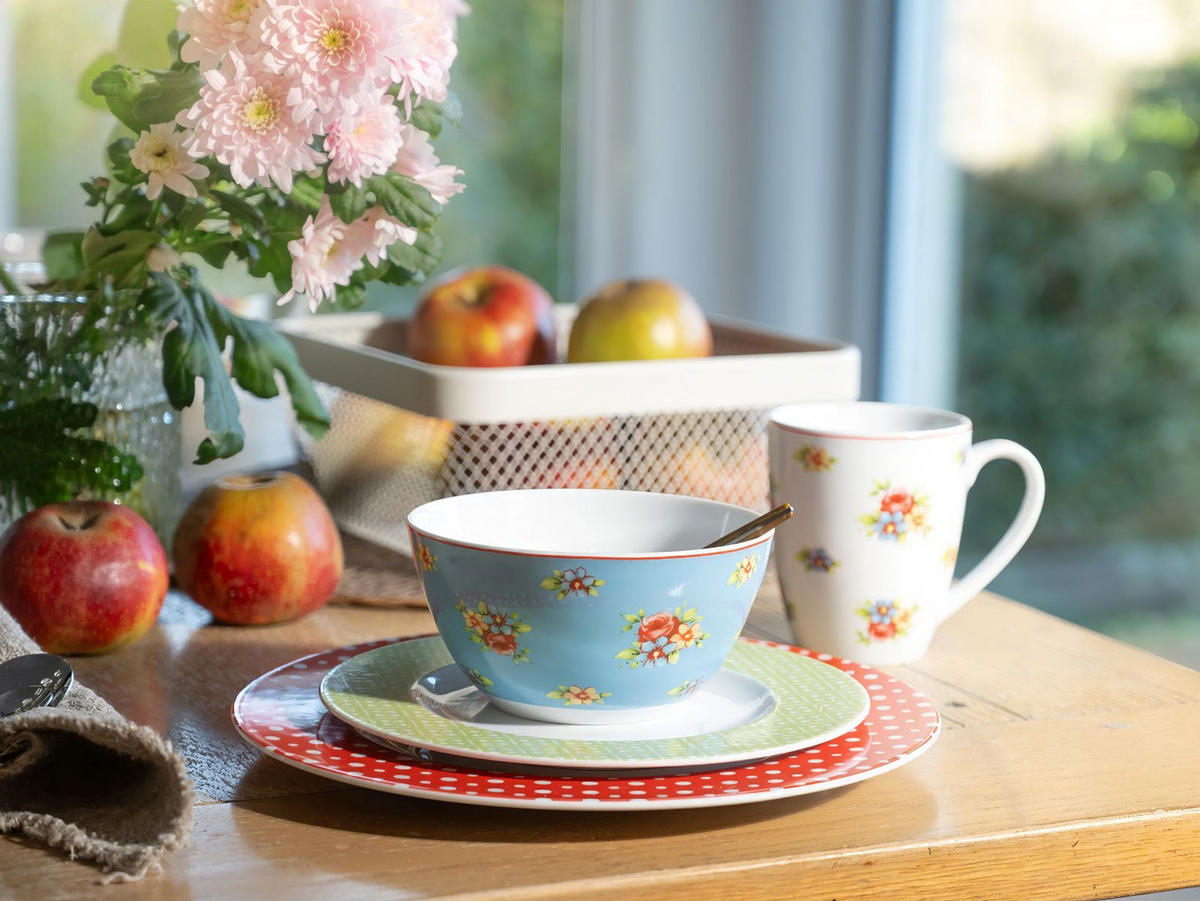 KOMBISERVICE Blau, Gelb, Grün, Rot, Weiß 16-teilig 4 Personen  - Blau/Gelb, Keramik (32/31,5/33cm) - Creatable