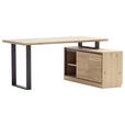 ECKSCHREIBTISCH 180/120/76 cm  in Eiche Bianco  - Eiche Bianco/Schwarz, KONVENTIONELL, Holz/Holzwerkstoff (180/120/76cm) - Linea Natura