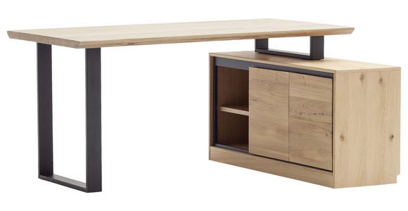 ECKSCHREIBTISCH 180/120/76 cm  in Eiche Bianco  - Eiche Bianco/Schwarz, KONVENTIONELL, Holz/Holzwerkstoff (180/120/76cm) - Linea Natura