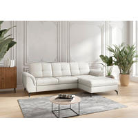 ECKSOFA Echtleder Weiss  - Weiss/Schwarz, Modern, Leder/Metall (262/164cm) - Sit & More