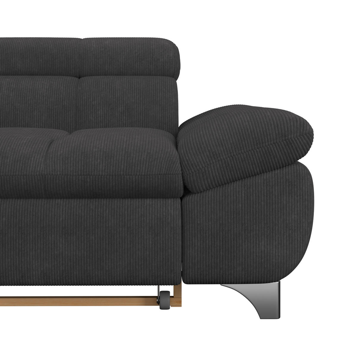 ECKSOFA Schwarz Chenille  - Chromfarben/Schwarz, KONVENTIONELL, Textil/Metall (234/312cm) - Livetastic