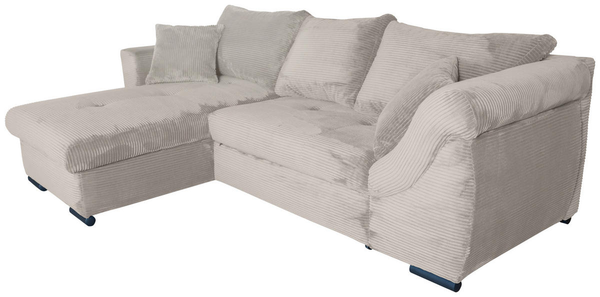 ECKSOFA Beige Cord  - Beige/Schwarz, KONVENTIONELL, Textil/Metall (168/258cm) - Carryhome