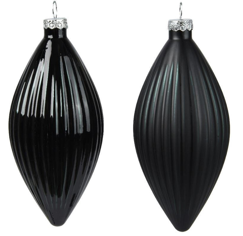 ORNAMENTE BRAD DE CRĂCIUN - negru, Basics, sticlă (6,00/6,00/13,00cm) - X-Mas
