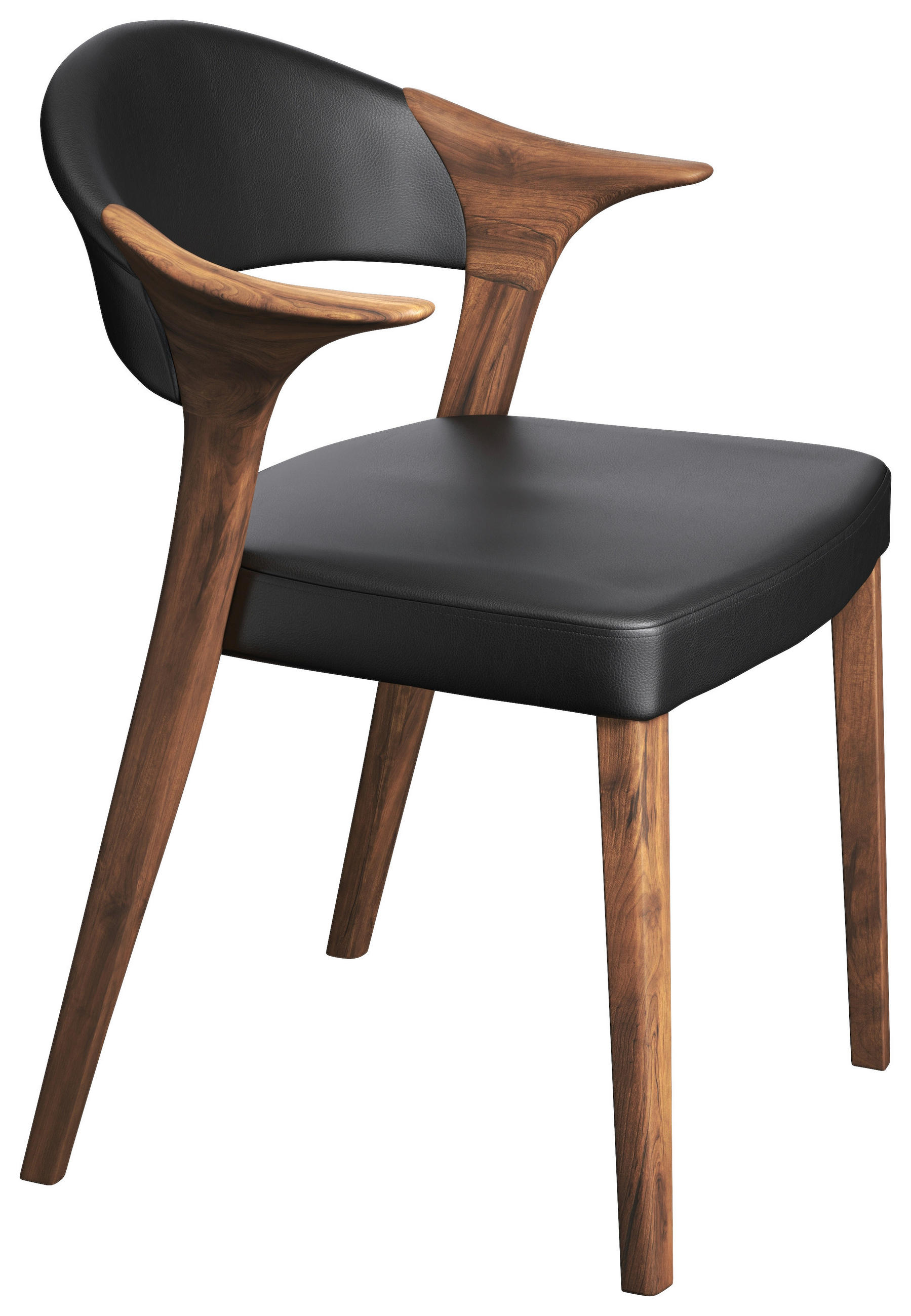 STUHL  Lederauswahl, Stoffauswahl  Kombination Echtleder/Lederlook  Schwarz, Nussbaumfarben  - Nussbaumfarben/Schwarz, Design, Leder/Holz (58/82/62cm) - Voglauer