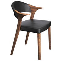 STUHL  Lederauswahl, Stoffauswahl  Kombination Echtleder/Lederlook  Schwarz, Nussbaumfarben  - Nussbaumfarben/Schwarz, Design, Leder/Holz (58/82/62cm) - Voglauer