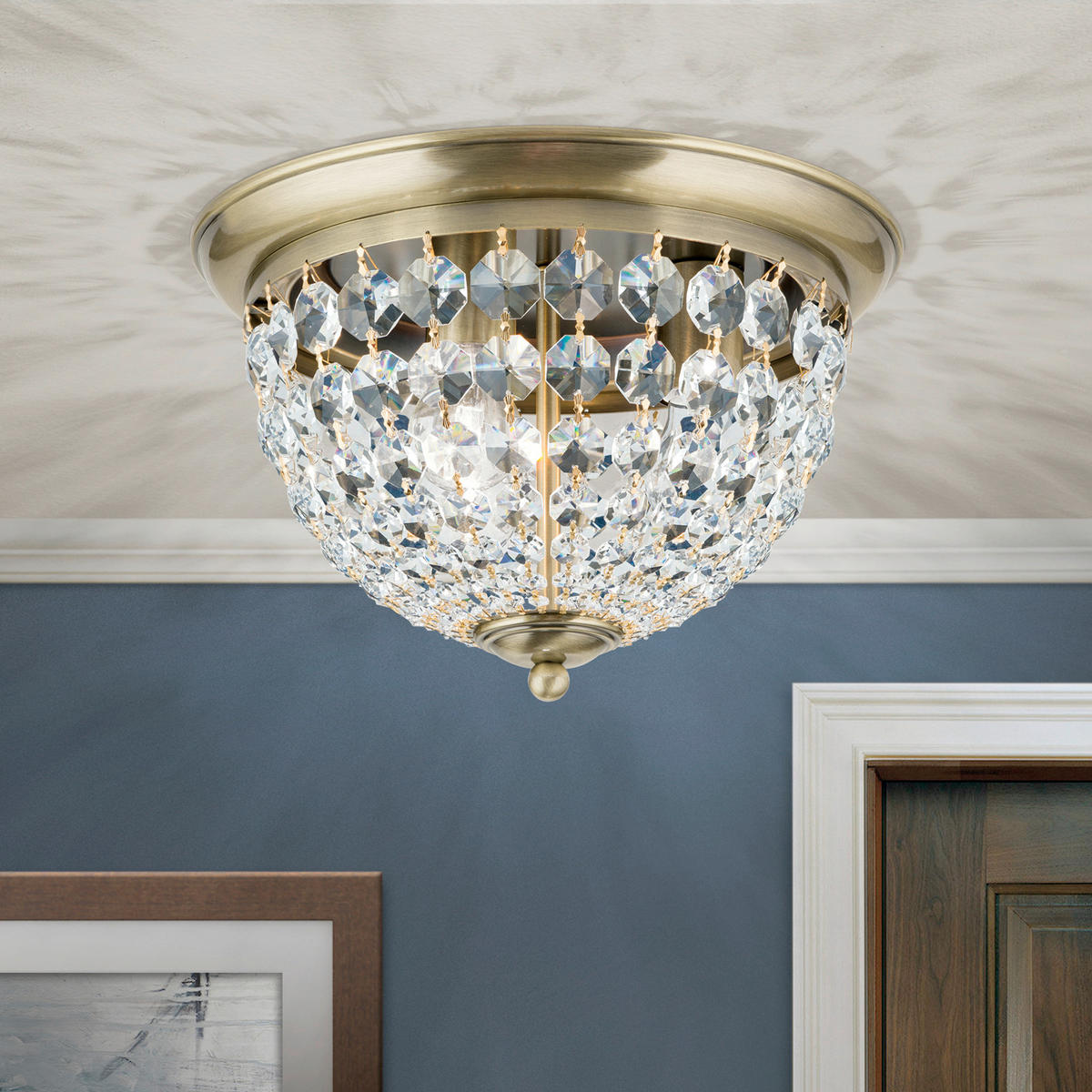 KRISTALL-DECKENLEUCHTE Plafond 35/24 cm   - Goldfarben, LIFESTYLE, Glas/Metall (35/24cm)