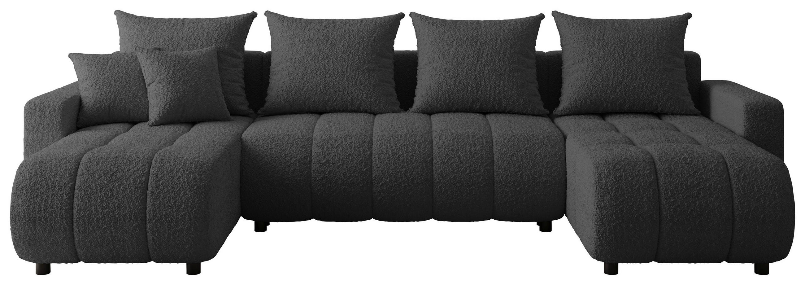 WOHNLANDSCHAFT Dunkelgrau Bouclé  - Dunkelgrau/Schwarz, MODERN, Kunststoff/Textil (150/312/150cm) - Carryhome