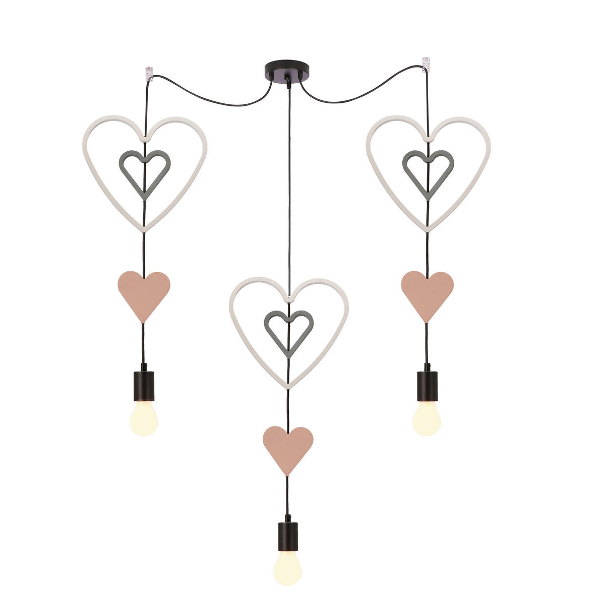 HÄNGLAMPA FÖR BARN Trio 100/27/100 cm  - vit/pink, Basics, metall/trämaterial (100/27/100cm)