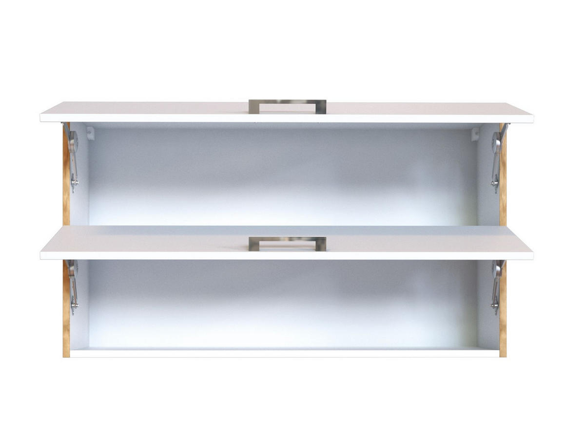 KÜCHENOBERSCHRANK 100/57/34 cm  in Weiß, Eiche Wotan  - Chromfarben/Eiche Wotan, MODERN, Holzwerkstoff/Metall (100/57/34cm) - Held