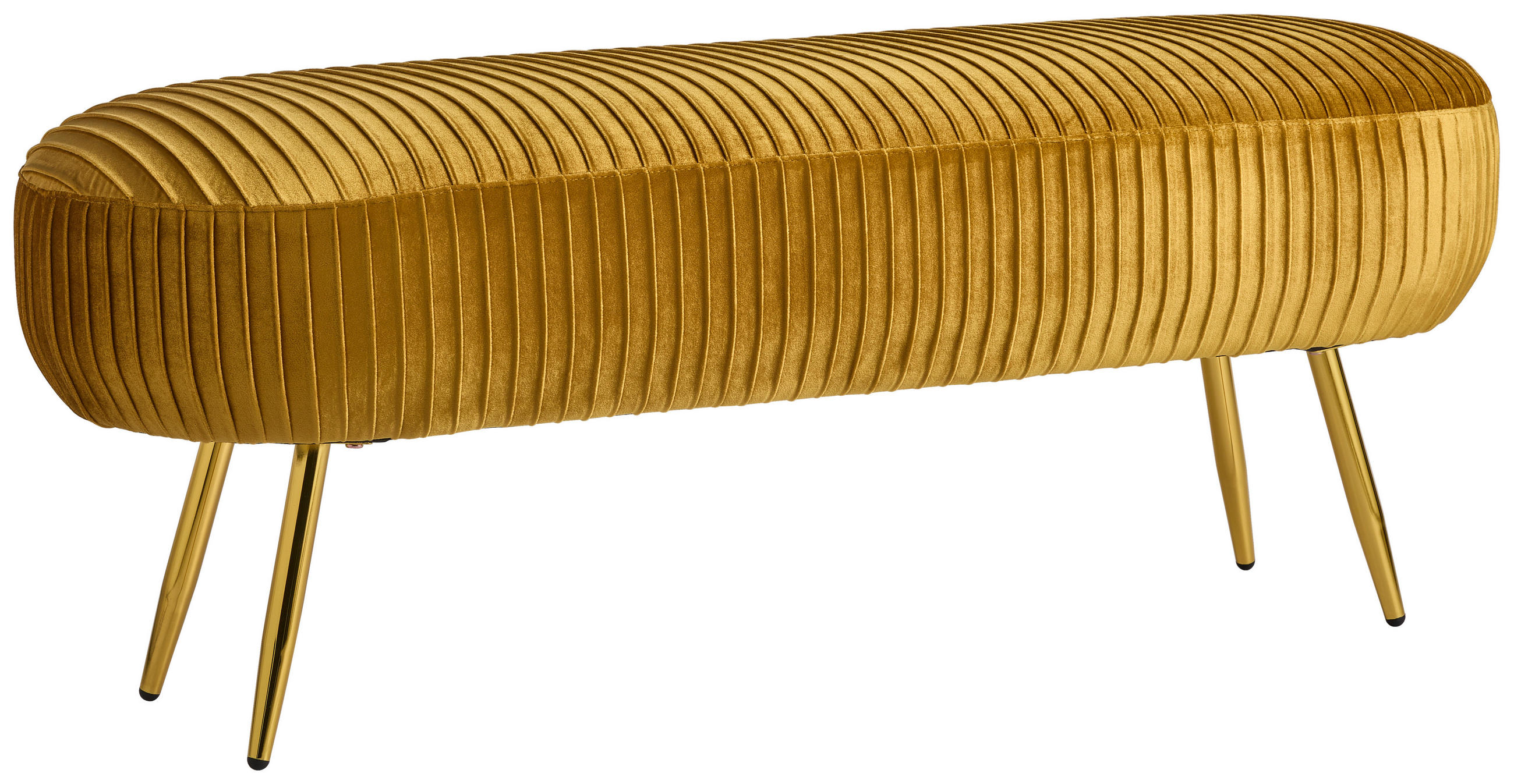 HOCKERBANK 120/47/40 cm Samt Gelb  - Gelb/Goldfarben, Design, Textil/Metall (120/47/40cm) - MID.YOU