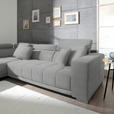 ECKSOFA in Mikrofaser Hellgrau  - Chromfarben/Hellgrau, Design, Textil/Metall (207/301cm) - Xora