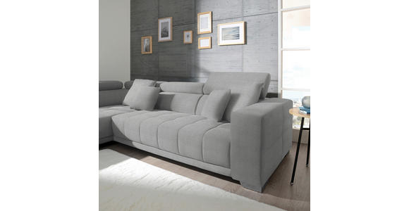 ECKSOFA in Mikrofaser Hellgrau  - Chromfarben/Hellgrau, Design, Textil/Metall (207/301cm) - Xora