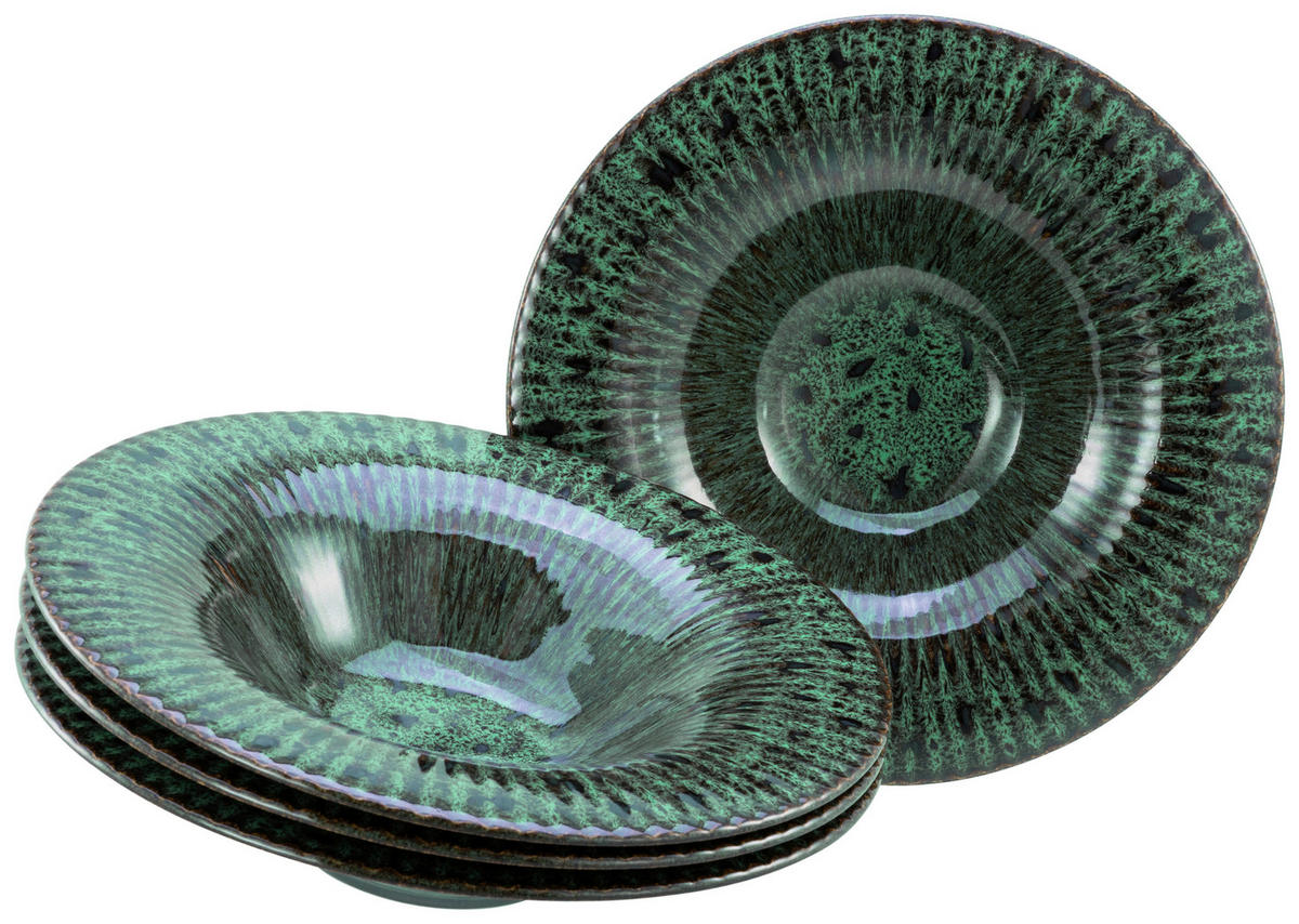 GOURMETTELLER Allegra Magic Green  30,5 cm   - Dunkelgrün/Schwarz, Basics, Keramik (30,5cm) - Creatable