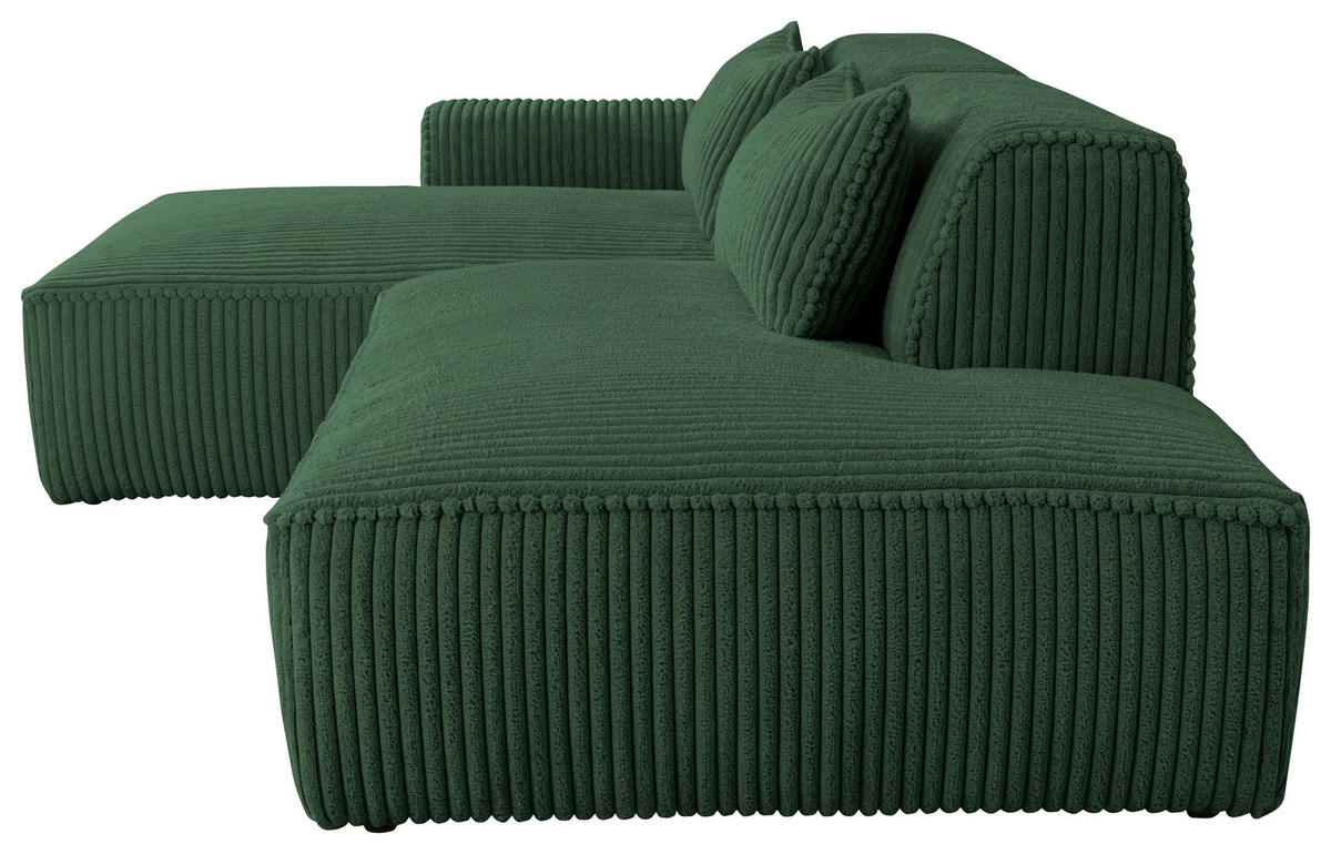 ECKSOFA BILLUND Dunkelgrün Cord Nierenkissen  - Dunkelgrün/Schwarz, KONVENTIONELL, Kunststoff/Textil (294/165cm) - Livetastic