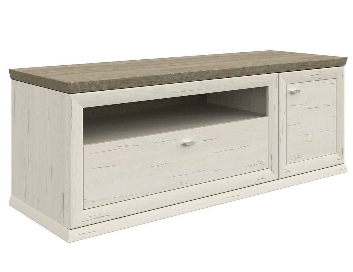 TV-ELEMENT  in 150/55,4/50,3 cm  - Weiss/Grau, Lifestyle, Holzwerkstoff/Metall (150/55,4/50,3cm) - Hom`in