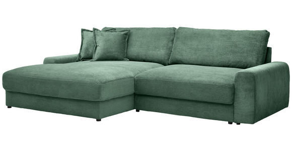 ECKSOFA in Cord Dunkelgrün  - Dunkelgrün/Schwarz, MODERN, Kunststoff/Textil (180/300cm) - Carryhome